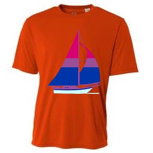 Sailboat Bisexual Pride Cute Gift Cooling Performance Crew T-Shirt