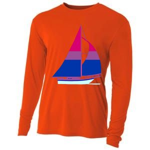 Sailboat Bisexual Pride Cute Gift Cooling Performance Long Sleeve Crew