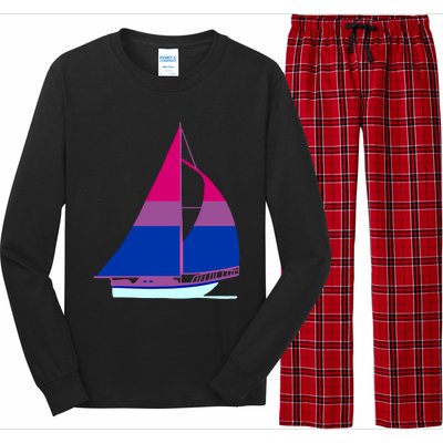 Sailboat Bisexual Pride Cute Gift Long Sleeve Pajama Set