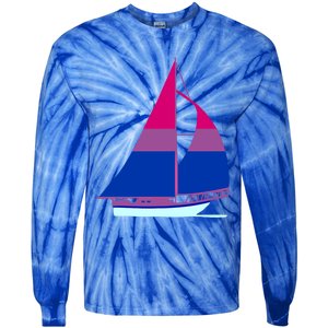 Sailboat Bisexual Pride Cute Gift Tie-Dye Long Sleeve Shirt