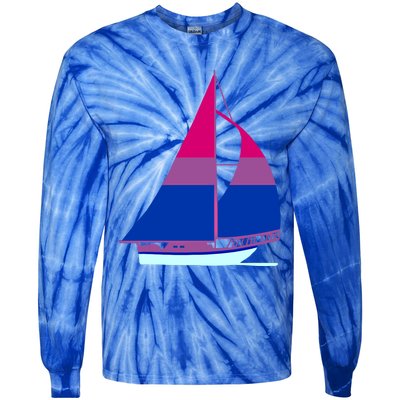 Sailboat Bisexual Pride Cute Gift Tie-Dye Long Sleeve Shirt