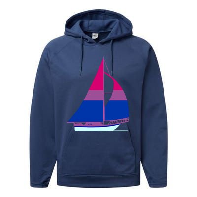 Sailboat Bisexual Pride Cute Gift Performance Fleece Hoodie