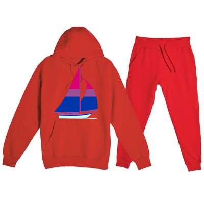 Sailboat Bisexual Pride Cute Gift Premium Hooded Sweatsuit Set