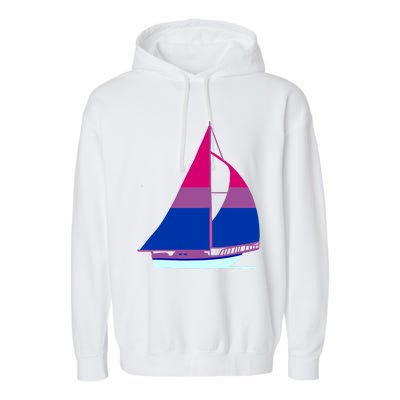 Sailboat Bisexual Pride Cute Gift Garment-Dyed Fleece Hoodie