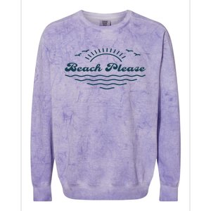 Simple “Beach Please” Graphic Gift Colorblast Crewneck Sweatshirt