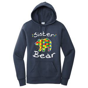 Sister Bear Puzzle Piece Inspirational Autism Awareness Gift Women's Pullover Hoodie