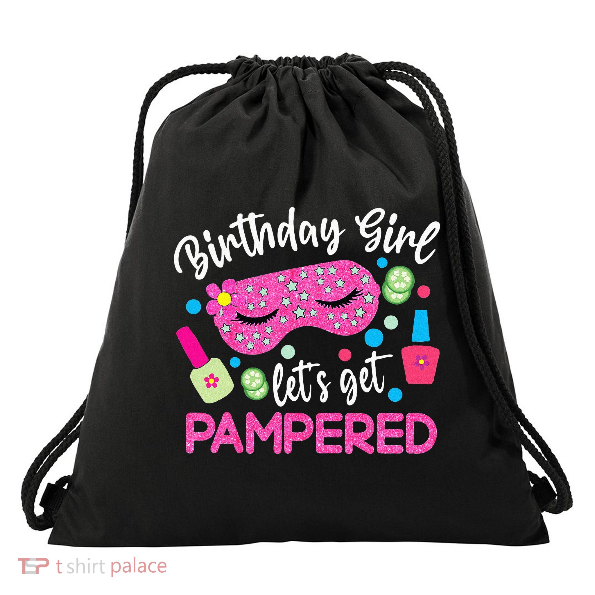 Spa Birthday Party Supplies For Lets Get Pampered Drawstring Bag