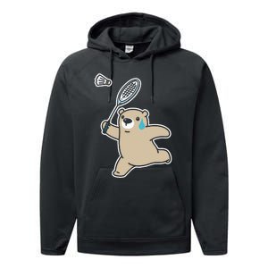 Sweet Bear Playing Badminton Badminton Player Badminton Performance Fleece Hoodie