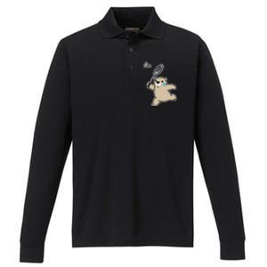 Sweet Bear Playing Badminton Badminton Player Badminton Performance Long Sleeve Polo