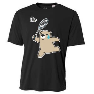 Sweet Bear Playing Badminton Badminton Player Badminton Cooling Performance Crew T-Shirt