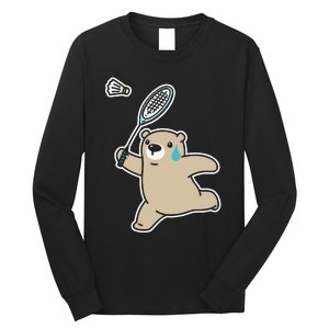 Sweet Bear Playing Badminton Badminton Player Badminton Long Sleeve Shirt