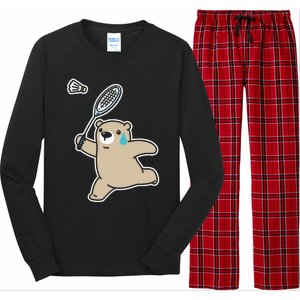 Sweet Bear Playing Badminton Badminton Player Badminton Long Sleeve Pajama Set