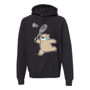 Sweet Bear Playing Badminton Badminton Player Badminton Premium Hoodie