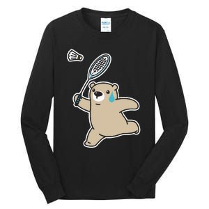 Sweet Bear Playing Badminton Badminton Player Badminton Tall Long Sleeve T-Shirt