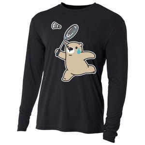 Sweet Bear Playing Badminton Badminton Player Badminton Cooling Performance Long Sleeve Crew