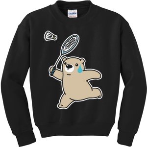 Sweet Bear Playing Badminton Badminton Player Badminton Kids Sweatshirt