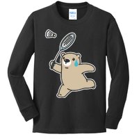 Sweet Bear Playing Badminton Badminton Player Badminton Kids Long Sleeve Shirt