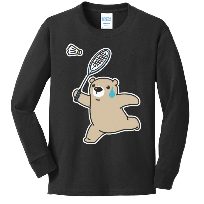 Sweet Bear Playing Badminton Badminton Player Badminton Kids Long Sleeve Shirt