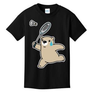 Sweet Bear Playing Badminton Badminton Player Badminton Kids T-Shirt