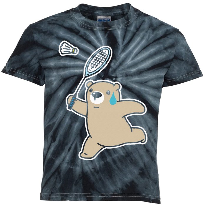 Sweet Bear Playing Badminton Badminton Player Badminton Kids Tie-Dye T-Shirt