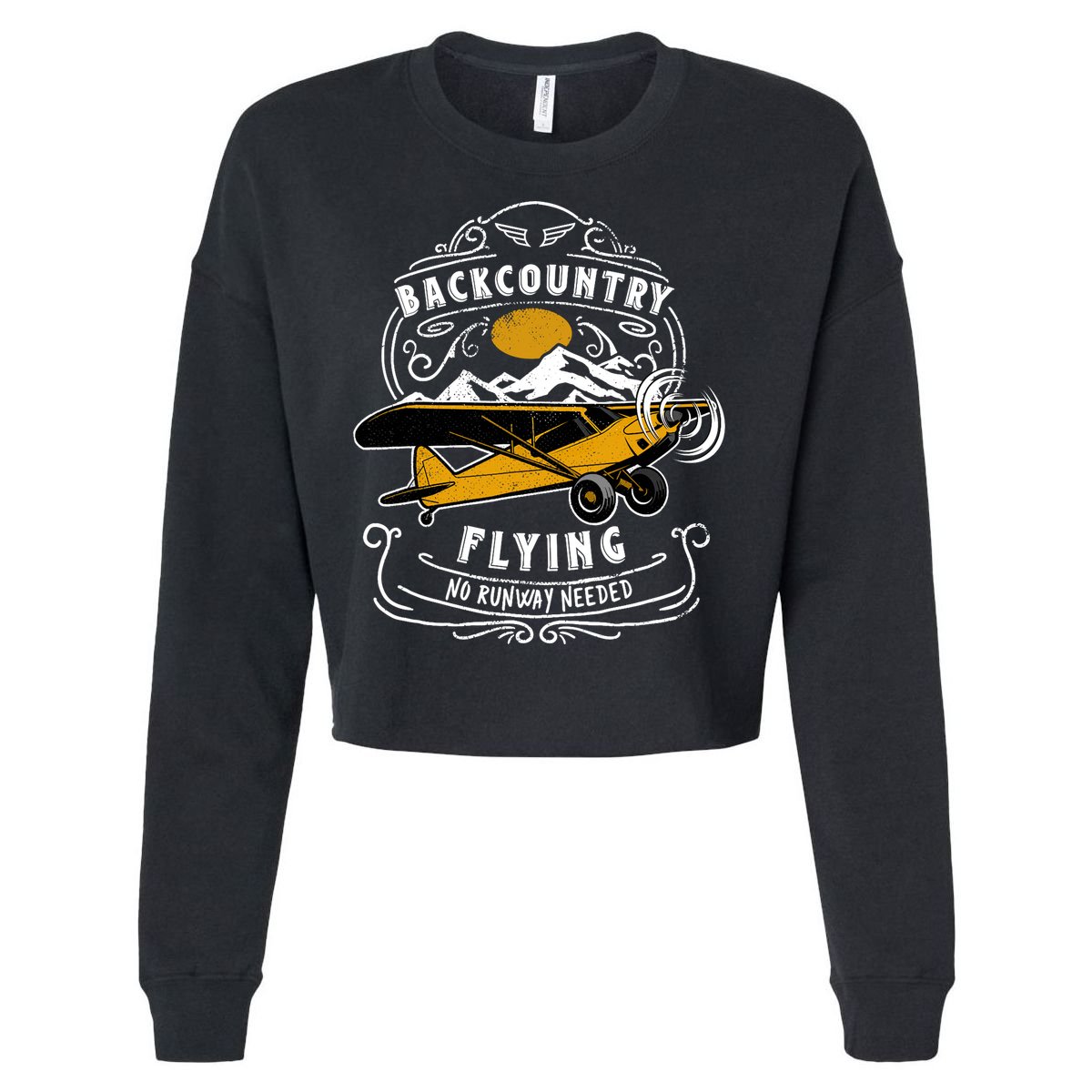 STOL Bush Plane Backcountry Flying Vintage Cropped Pullover Crew