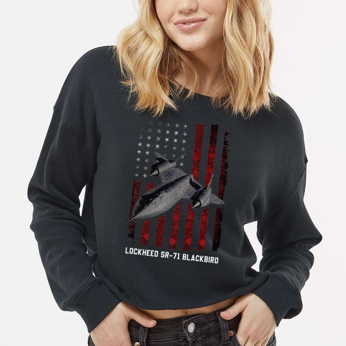 Sr71 Blackbird Plane Cropped Pullover Crew
