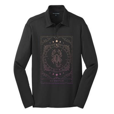 Scorpio Birthday Present Women Girl Zodiac Sign Silk Touch Performance Long Sleeve Polo