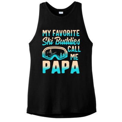 Ski Buddies Papa Skiing Goggles Snowboarding Grandpa Dad Cool Gift Ladies PosiCharge Tri-Blend Wicking Tank