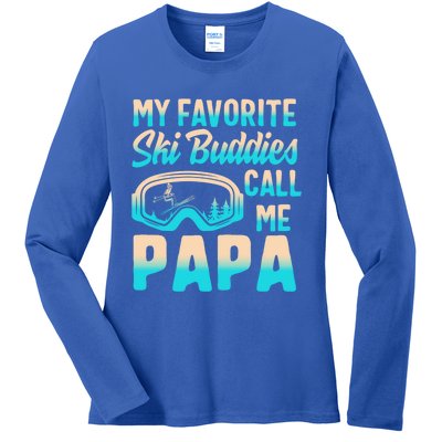 Ski Buddies Papa Skiing Goggles Snowboarding Grandpa Dad Cool Gift Ladies Long Sleeve Shirt