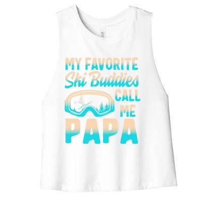 Ski Buddies Papa Skiing Goggles Snowboarding Grandpa Dad Cool Gift Women's Racerback Cropped Tank