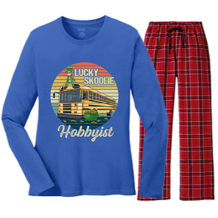 School Bus Quote Skoolie Driver Gift Women's Long Sleeve Flannel Pajama Set 