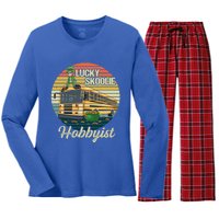 School Bus Quote Skoolie Driver Gift Women's Long Sleeve Flannel Pajama Set 