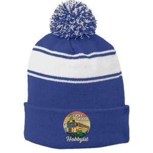 School Bus Quote Skoolie Driver Gift Stripe Pom Pom Beanie