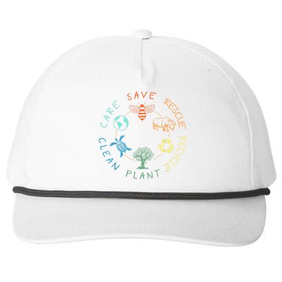 Save Bees Rescue Animals Recycle Plastic Earth Day 2024 Snapback Five-Panel Rope Hat