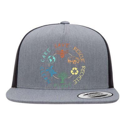 Save Bees Rescue Animals Recycle Plastic Earth Day 2024 Flat Bill Trucker Hat