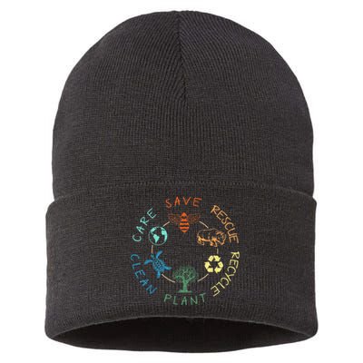 Save Bees Rescue Animals Recycle Plastic Earth Day 2024 Sustainable Knit Beanie