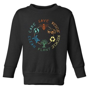 Save Bees Rescue Animals Recycle Plastic Earth Day 2024 Toddler Sweatshirt