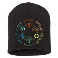 Save Bees Rescue Animals Recycle Plastic Earth Day 2024 Short Acrylic Beanie