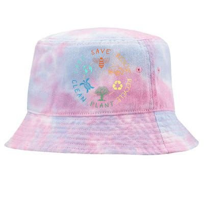 Save Bees Rescue Animals Recycle Plastic Earth Day 2024 Tie-Dyed Bucket Hat