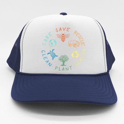 Save Bees Rescue Animals Recycle Plastic Earth Day 2024 Trucker Hat