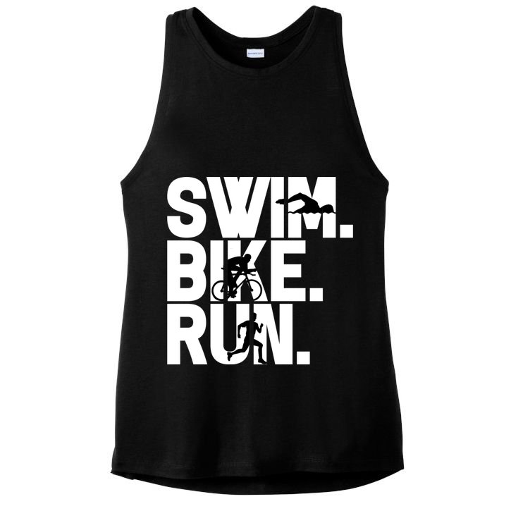 Swim Bike Run Triathlon Triathlete Athletics Gift Ladies PosiCharge Tri-Blend Wicking Tank