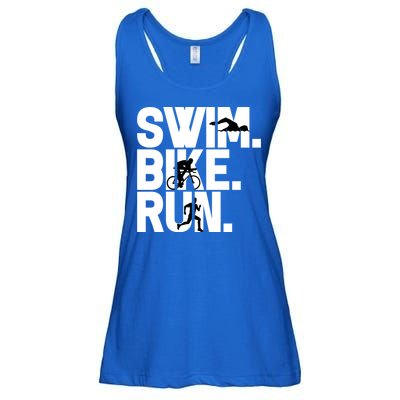 Swim Bike Run Triathlon Triathlete Athletics Gift Ladies Essential Flowy Tank