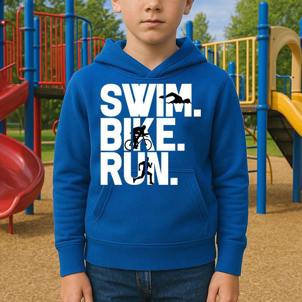 Swim Bike Run Triathlon Triathlete Athletics Gift Kids Hoodie
