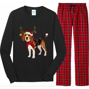 Santa Beagle Reindeer Light Christmas Funny Gift Long Sleeve Pajama Set