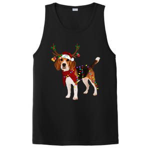 Santa Beagle Reindeer Light Christmas Funny Gift PosiCharge Competitor Tank