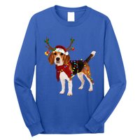 Santa Beagle Reindeer Light Christmas Funny Gift Long Sleeve Shirt