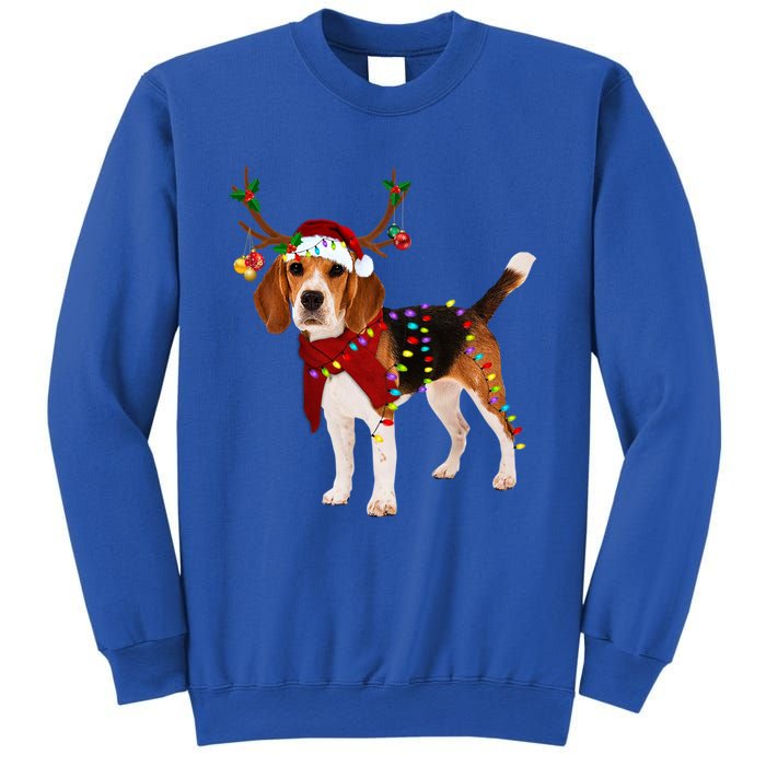 Santa Beagle Reindeer Light Christmas Funny Gift Sweatshirt