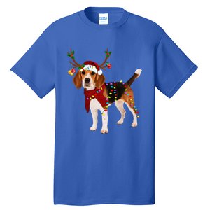 Santa Beagle Reindeer Light Christmas Funny Gift Tall T-Shirt