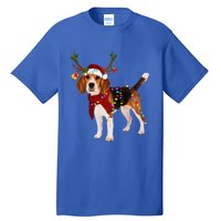 Santa Beagle Reindeer Light Christmas Funny Gift Tall T-Shirt