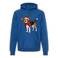 Santa Beagle Reindeer Light Christmas Funny Gift Premium Hoodie